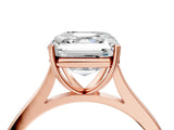 Rose gold Asscher Solitaire Heart Prong Engagement Ring with Tapered Band_114