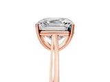 Rose gold Asscher Solitaire Heart Prong Engagement Ring with Tapered Band_115