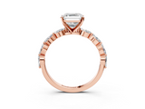 Rose gold Asscher Solitaire Marquise Side Stone Prong Setting Ring_10