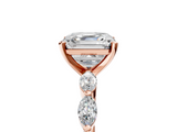 Rose gold Asscher Solitaire Marquise Side Stone Prong Setting Ring_12