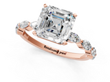 Rose gold Asscher Solitaire Marquise Side Stone Prong Setting Ring_8