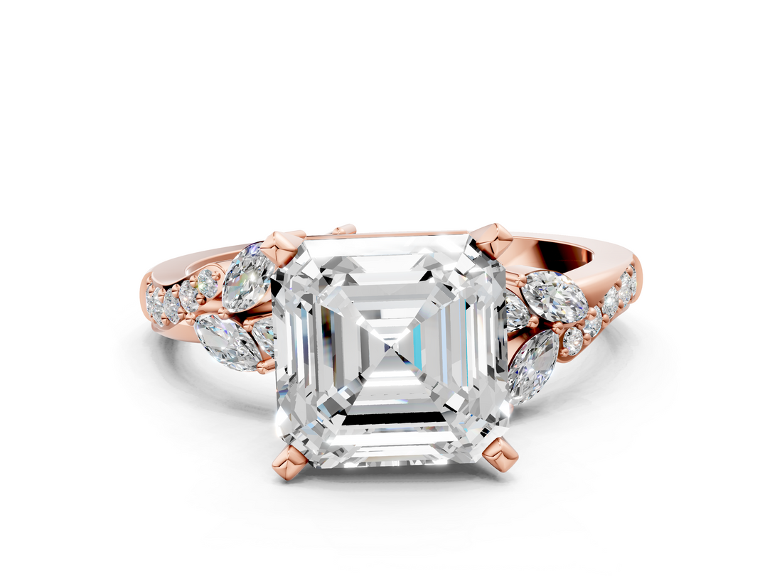 Rose gold Asscher Solitaire Marquise Twist Band with Six-Prong Setting_7
