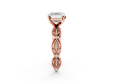 Rose gold Asscher Solitaire Milgrain Diamond Engagement Ring with Bezel and Marquise Band_8