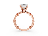 Rose gold Asscher Solitaire Milgrain Diamond Engagement Ring with Bezel and Marquise Band_9