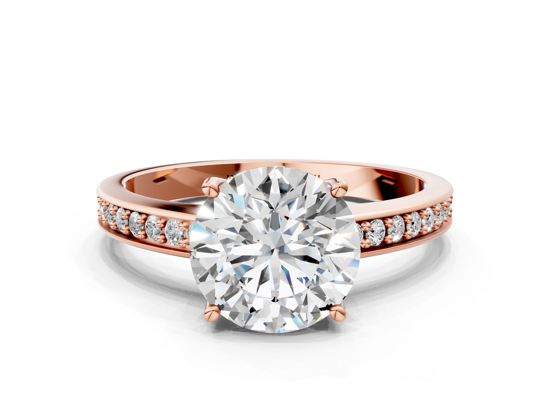 Rose gold Asscher Solitaire Pavé Band Prong Setting Ring_6