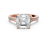 Rose gold Asscher Solitaire Pavé Band with Four-Prong Setting_23