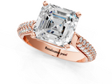 Rose gold Asscher Solitaire Pavé Diamond Engagement Ring with Four-Prong Setting_24