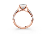 Rose gold Asscher Solitaire Pavé Diamond Engagement Ring with Four-Prong Setting_26
