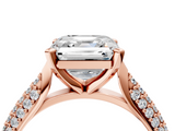 Rose gold Asscher Solitaire Pavé Diamond Engagement Ring with Four-Prong Setting_27
