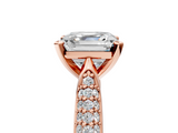 Rose gold Asscher Solitaire Pavé Diamond Engagement Ring with Four-Prong Setting_28