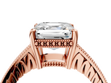 Rose gold Asscher Solitaire Pavé Diamond Milgrain Engagement Ring with Four-Prong Setting_10
