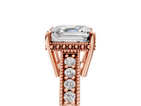 Rose gold Asscher Solitaire Pavé Diamond Milgrain Engagement Ring with Four-Prong Setting_11