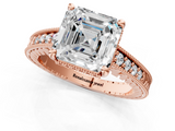 Rose gold Asscher Solitaire Pavé Diamond Milgrain Engagement Ring with Four-Prong Setting_7