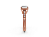 Rose gold Asscher Solitaire Pavé Diamond Milgrain Engagement Ring with Four-Prong Setting_8