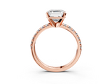 Rose gold Asscher Solitaire Pave Diamond Engagement Ring with Four-Prong Setting_11