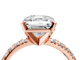 Rose gold Asscher Solitaire Pave Diamond Engagement Ring with Four-Prong Setting_12