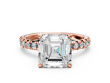Rose gold Asscher Solitaire Pave Diamond Engagement Ring with Four-Prong Setting_8