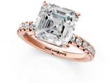 Rose gold Asscher Solitaire Pave Diamond Engagement Ring with Four-Prong Setting_9