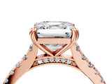 Rose gold Asscher Solitaire Pave Diamond Engagement Ring with Prong Setting_49