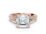 Rose gold Asscher Solitaire Pave Split Shank Engagement Ring with Six-Prong Setting_24
