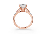 Rose gold Asscher Solitaire Pave Split Shank Engagement Ring with Six-Prong Setting_27