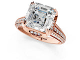 Rose gold Asscher Solitaire Pave Split Shank Ring with Four-Prong Setting_70