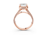Rose gold Asscher Solitaire Pave Split Shank Ring with Four-Prong Setting_72