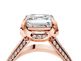 Rose gold Asscher Solitaire Pave Split Shank Ring with Four-Prong Setting_73