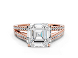 Rose gold Asscher Solitaire Split Shank Pavé Diamond Engagement Ring_42