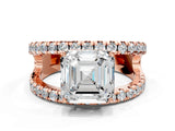 Rose gold Asscher Solitaire Split Shank Pave Diamond Ring_41