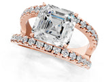 Rose gold Asscher Solitaire Split Shank Pave Diamond Ring_42