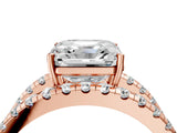 Rose gold Asscher Solitaire Split Shank Pave Diamond Ring_45