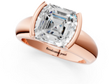 Rose gold Asscher Solitaire Tension Set Diamond Ring with Wide Band_38