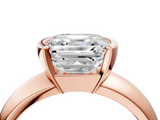 Rose gold Asscher Solitaire Tension Set Diamond Ring with Wide Band_41