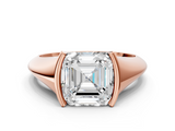 Rose gold Asscher Solitaire Tension Set Diamond Ring_37