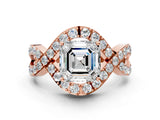 Rose gold Asscher Solitaire Twist Band Pavé Diamond Engagement Ring_44