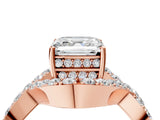 Rose gold Asscher Solitaire Twist Band Pavé Diamond Engagement Ring_48