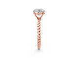 Rose gold Asscher Solitaire Twist Band Ring with Four-Prong Setting_14