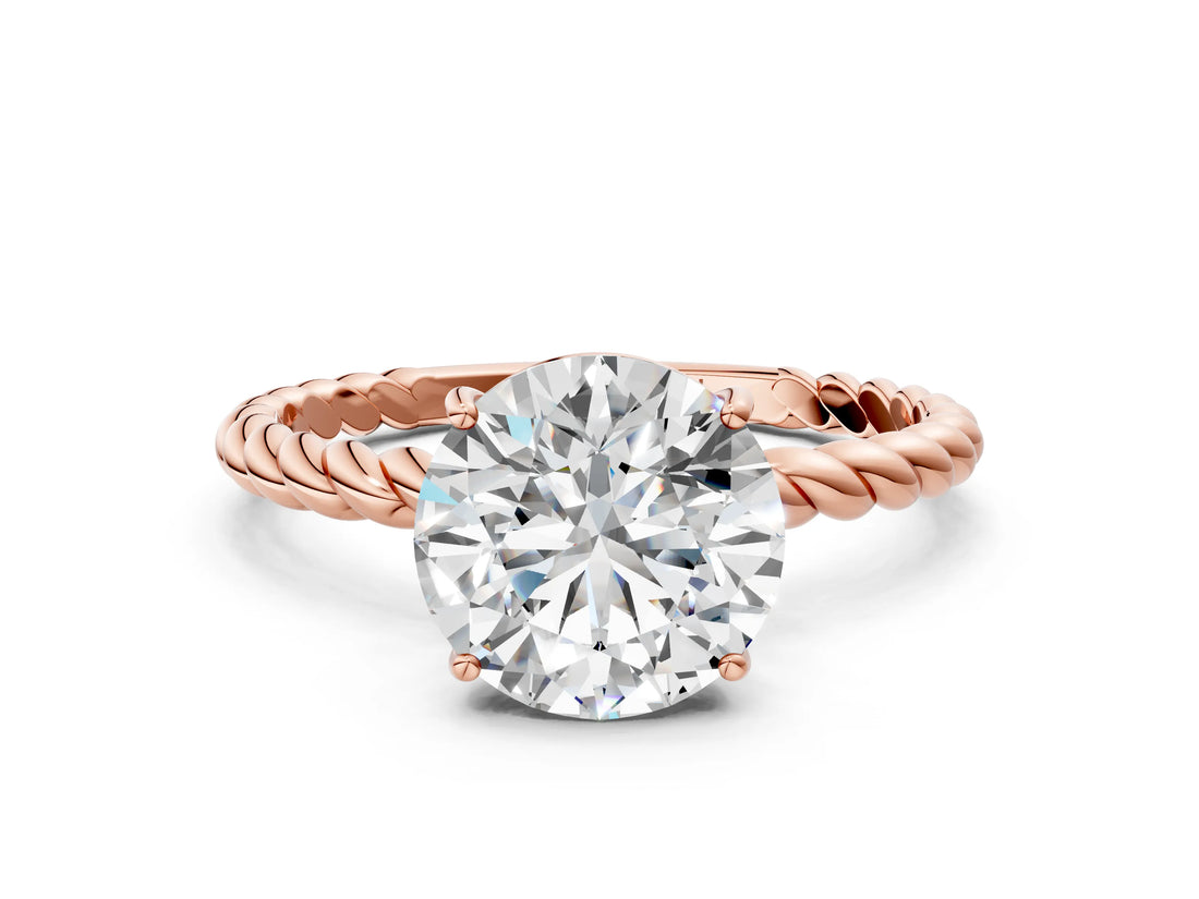 Rose gold Asscher Solitaire Twist Band Ring with Four-Prong Setting_42