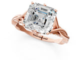 Rose gold Asscher Solitaire Twist Band Six-Prong Setting 1
