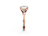 Rose gold Asscher Solitaire Twist Band Six-Prong Setting 2