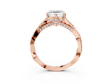 Rose gold Asscher Solitaire Twist Band Six-Prong Setting 3