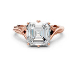 Rose gold Asscher Solitaire Twist Band Six-Prong Setting