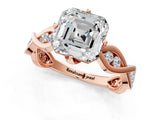 Rose gold Asscher Solitaire Twist Band with Leaf Prong Setting 2