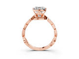 Rose gold Asscher Solitaire Twist Band with Leaf Prong Setting 4