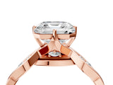 Rose gold Asscher Solitaire Twist Band with Leaf Prong Setting 5