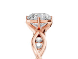 Rose gold Asscher Solitaire Twist Band with Leaf Prong Setting
