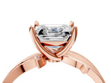 Rose gold Asscher Solitaire Twist Band with Pavé Accents and Four-Prong Setting_23