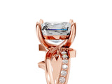 Rose gold Asscher Solitaire Twist Band with Pavé Accents and Four-Prong Setting_24