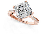 Rose gold Asscher Solitaire Twist Band with Pavé Diamonds and Four-Prong Setting_80
